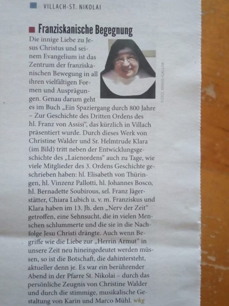 OFS | Ordo Franciscanus Saecularis Österreich | Artikel_BUCH_Christine_1